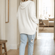 Women's Oversized Hooded Knitted Jumper with Drawstring