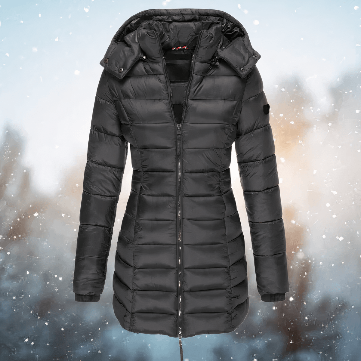Drune Slim-Fit Hooded Padded Coat for Women in Mid-Length Winter Style