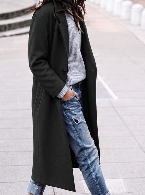 Angelika Oversized Lapel Long Wool-Blend Winter Coat for Women