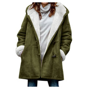 Faux Shearling Hooded Toggle Winter Coat with Insulated Warmth for Women