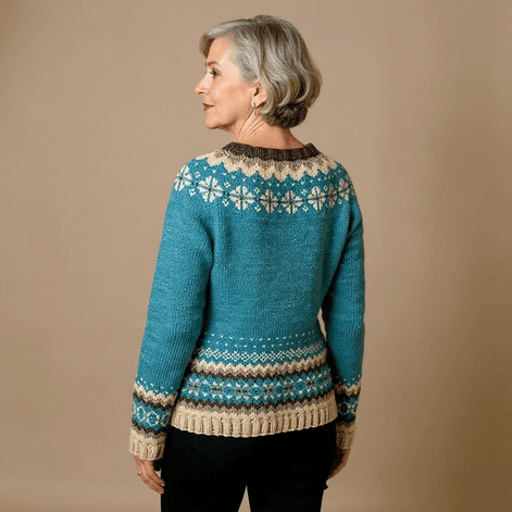 Allegra Fair Isle Button-Up Women's Knitted Cardigan with Nordic Shoulder Pattern