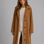 Women's Longline Teddy Borg Fleece Button-Front Jacket