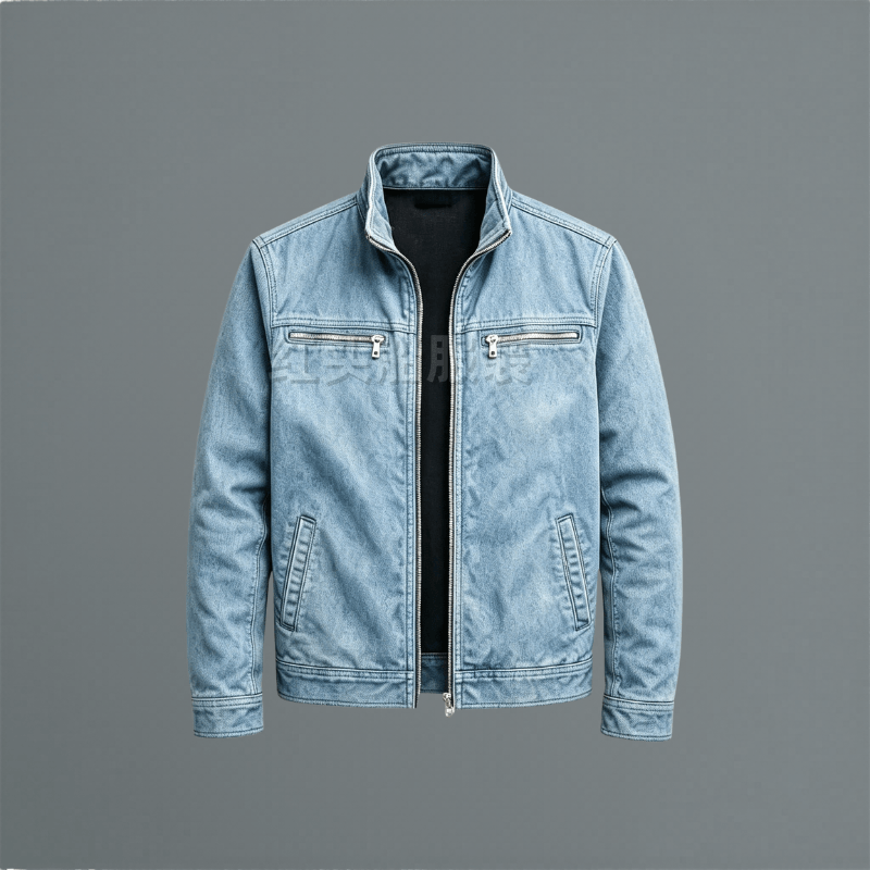 Men's Cotton Zip-Up Jacket with Stand Collar