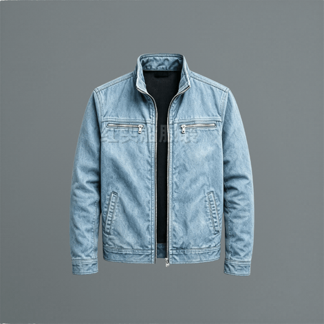 Men's Cotton Zip-Up Jacket with Stand Collar
