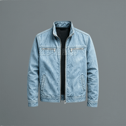 Men's Cotton Zip-Up Jacket with Stand Collar