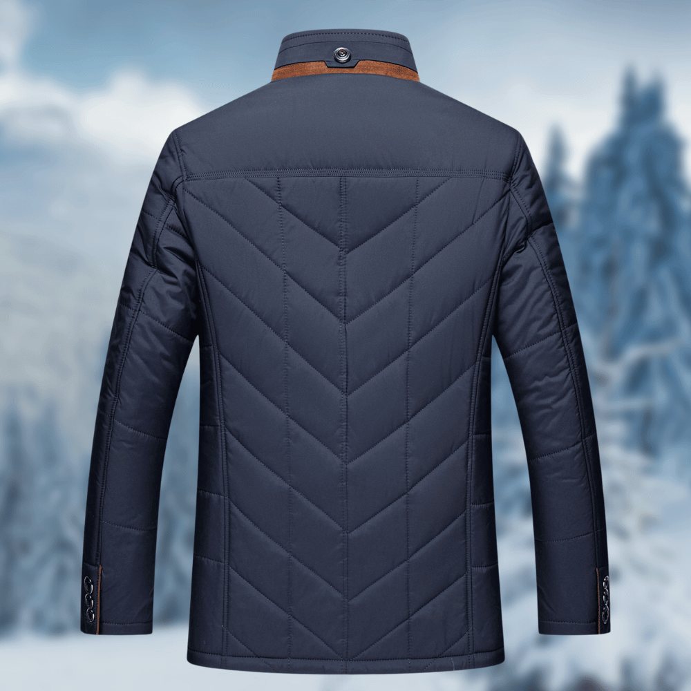 Victor Diamond Quilted Puffer Jacket with Fur Collar for Men