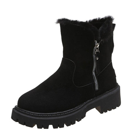 Amelie Fur-Lined Faux Suede Women's Winter Ankle Boots with Side Zip