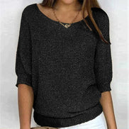 Jade Relaxed-Fit Batwing Sleeve Knitted Jumper for Women