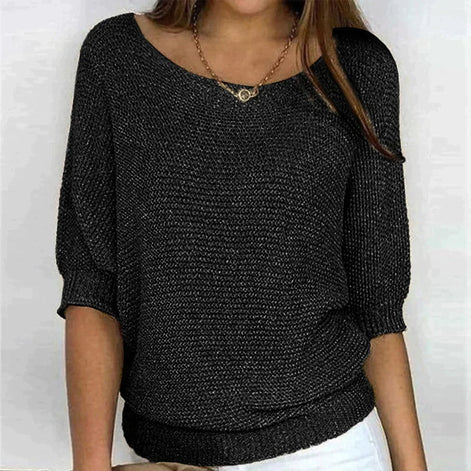 Jade Relaxed-Fit Batwing Sleeve Knitted Jumper for Women