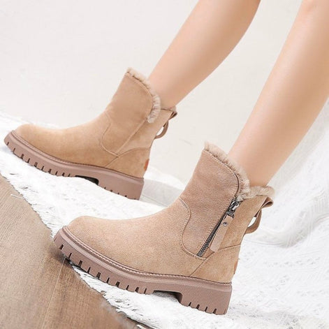 Stanislava Faux Fur Lined Winter Ankle Boots in Synthetic Leather