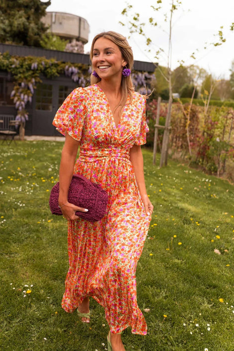 Amelia Floral Wrap Maxi Dress for Autumn Wedding Guests