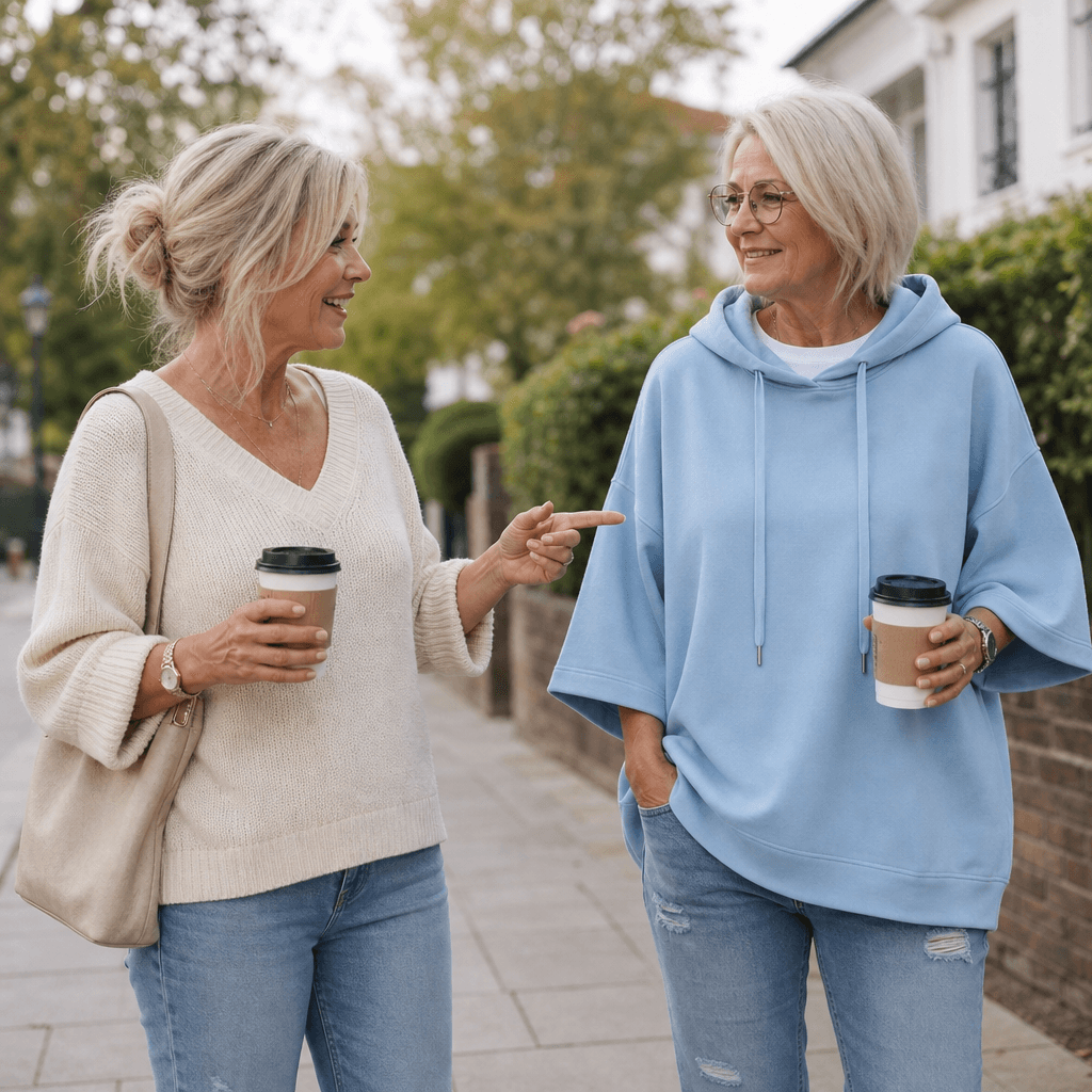 Women's Oversized Half-Sleeve Hooded Sweatshirt with Drawstring