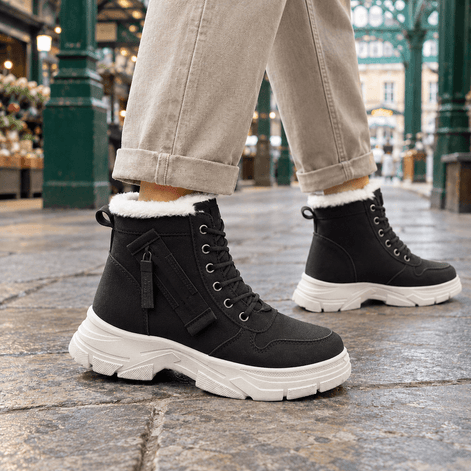 Squarcione-Verona Women's Fleece-Lined Lace-Up Platform Winter Boots