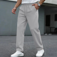 Men's Waffle-Textured Drawstring Jogger Trousers with Elastic Waist
