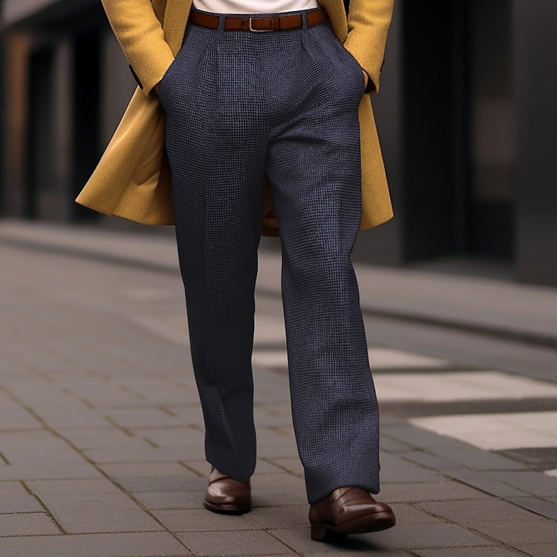 Men's Straight-Leg Tailored Trousers with Front Pockets