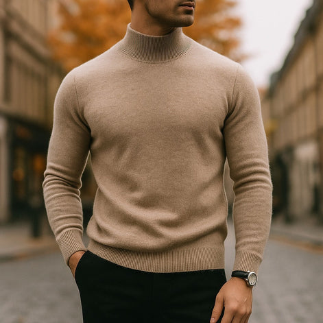 Alfie Mock Neck Mens Knit Sweater with Relaxed Fit