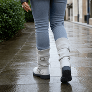 Women's Suede Winter Boots with Ribbed Cuff and Lug Sole