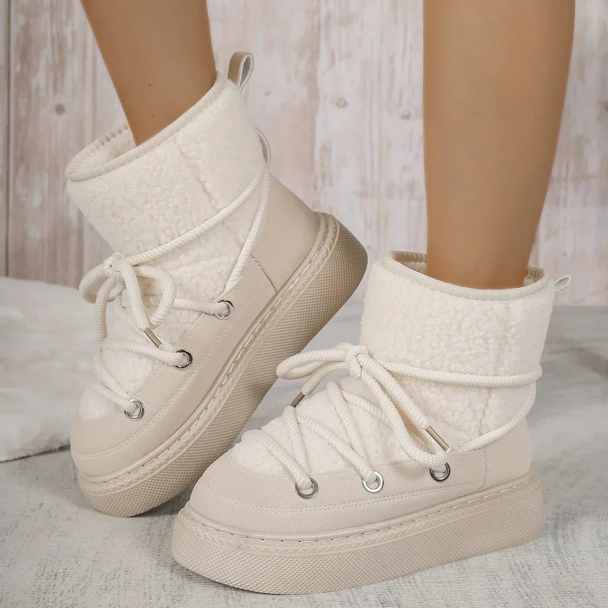 Malina | Shearling Lace Up Platform Winter Boots for Women