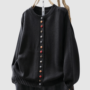Lena Button-Front Knitted Cardigan with Colourful Buttons