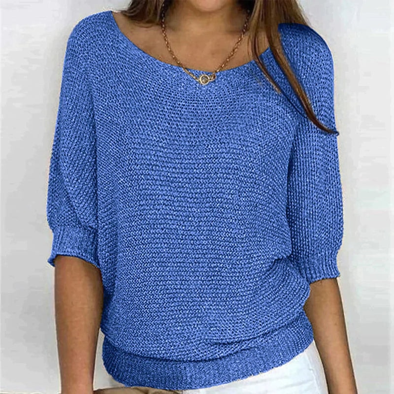 Jade Relaxed-Fit Batwing Sleeve Knitted Jumper for Women