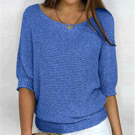 Jade Relaxed-Fit Batwing Sleeve Knitted Jumper for Women