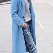 Angelika Oversized Lapel Long Wool-Blend Winter Coat for Women