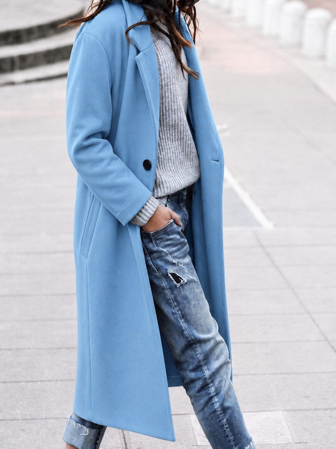 Angelika Oversized Lapel Long Wool-Blend Winter Coat for Women