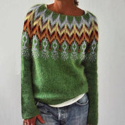 Maude Forest Print Women's Knitted Christmas Jumper with Crew Neck
