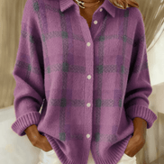 Esmeralda Plaid Cotton Flannel Button-Up Long Sleeve Blouse for Women