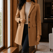 Women's Tailored Wool-Blend Winter Coat with Notched Lapels