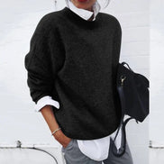 Poppy Crew Neck Knit Sweater with Relaxed Fit for Women