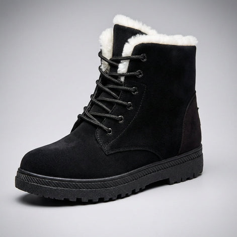 Amelia Women's Faux Suede Lace-Up Ankle Boots with Faux Fur Lining