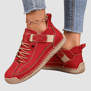 Women's Leather Lace-Up Trainers with Orthopedic Cushioning