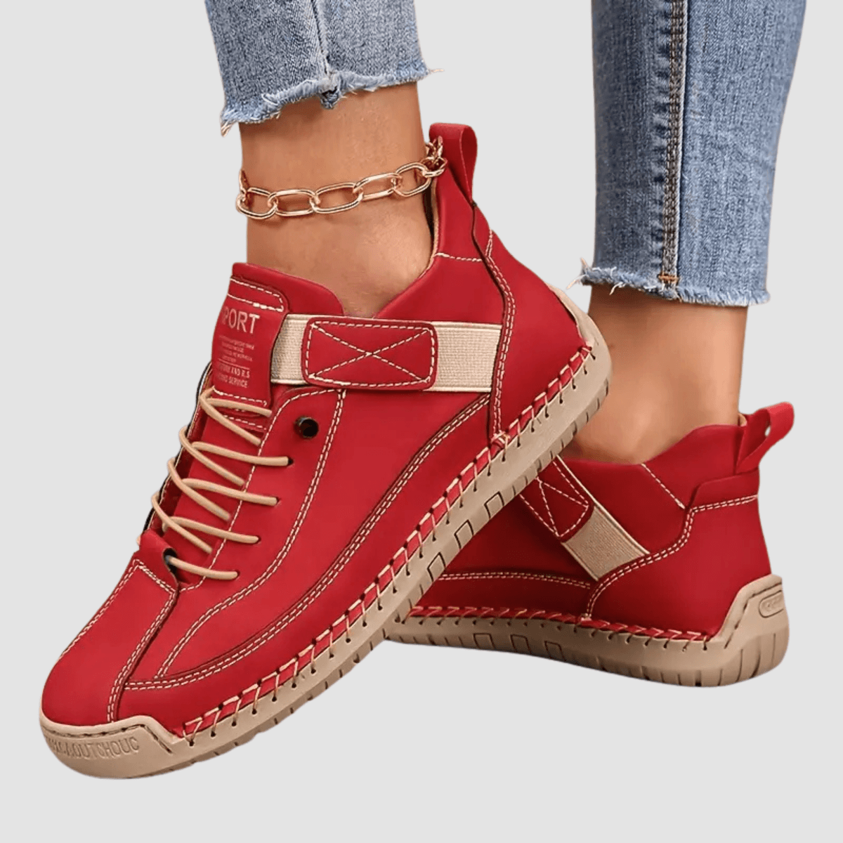 Women's Leather Lace-Up Trainers with Orthopedic Cushioning