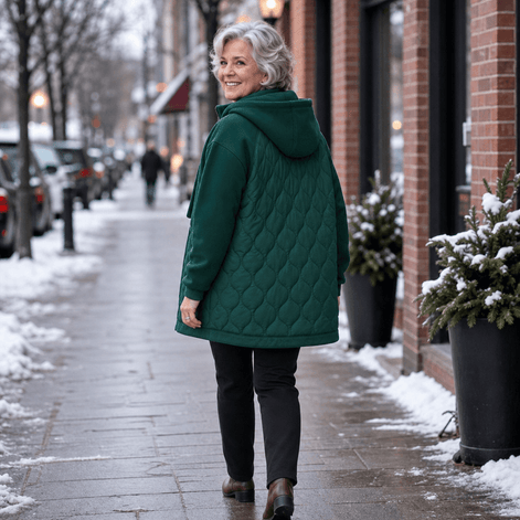 Women's Hooded Spliced Quilted Puffer Jacket with Padded Lining