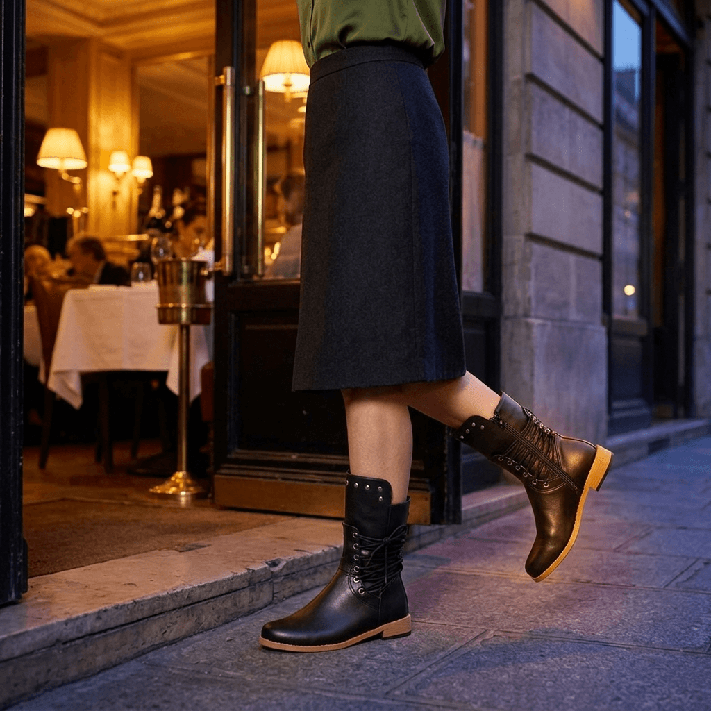Westlyn Wool-Lined Lace-Up Ankle Boots with Stud Cuff Detail