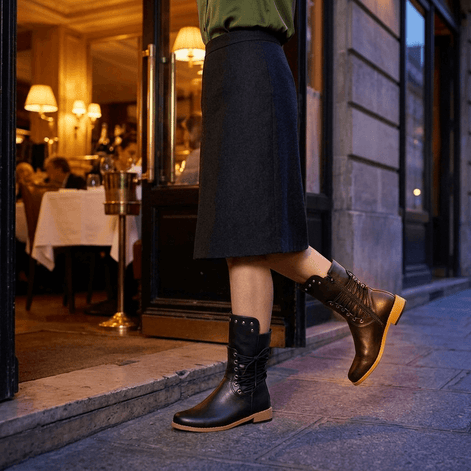 Westlyn Wool-Lined Lace-Up Ankle Boots with Stud Cuff Detail