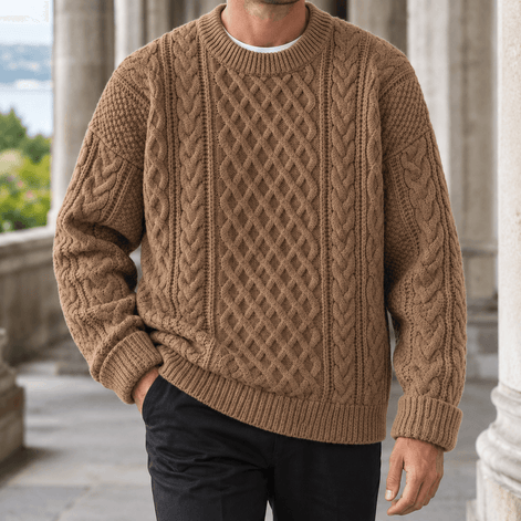 Cable Knit Crew Neck Jumper for Men