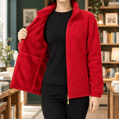 Meredith-Hope Zip-Up Fleece Jacket with Stand Collar