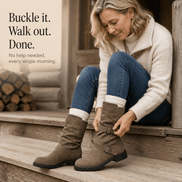 Wearbella Slouchy Mid-Calf Boots with Adjustable Buckle Strap for Women