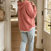 Women's Ribbed Hooded Knit Jumper with Drawstring