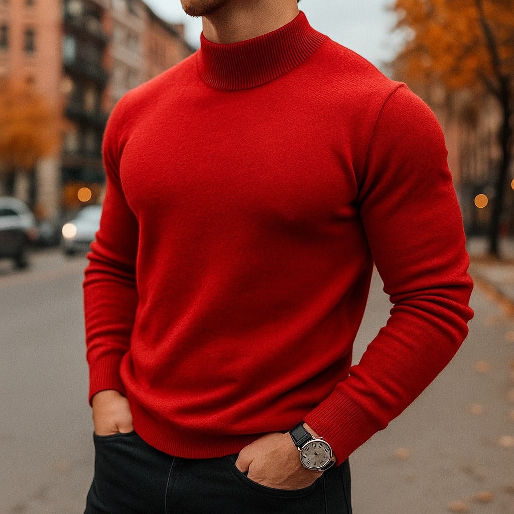 Alfie Mock Neck Mens Knit Sweater with Relaxed Fit