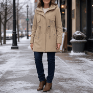 Midluna Adjustable Waist Mid-Length Hooded Winter Parka for Women