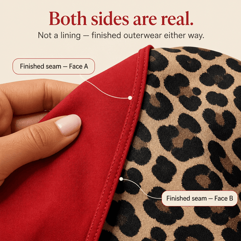 Reversible Leopard Print Hooded Coat for Women in Winter