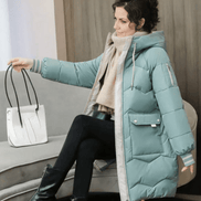Hooded Longline Quilted Puffer Coat with Drawstring Waist