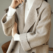 Oihana Women's Double-Breasted Wool-Blend Winter Coat with Self-Tie Belt