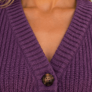 Chunky Ribbed Knit Button-Front V-Neck Women's Cardigan Jumper