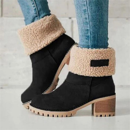 Rosaria Fleece-Lined Faux Suede Women's Boots with Block Heel