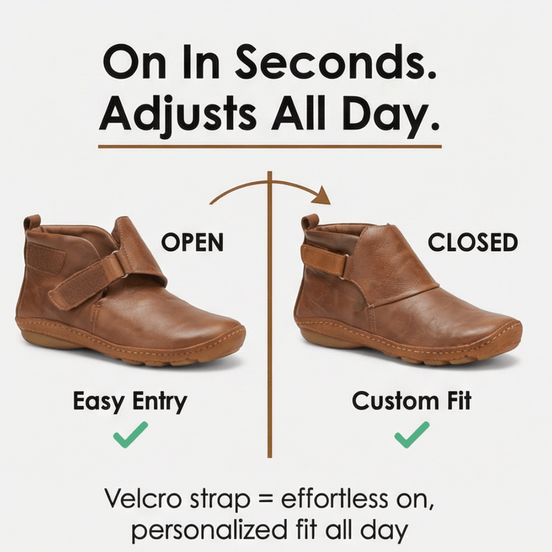 Solena Wide-Fit Adjustable Women's Ankle Boots with Strap for Sensitive Feet