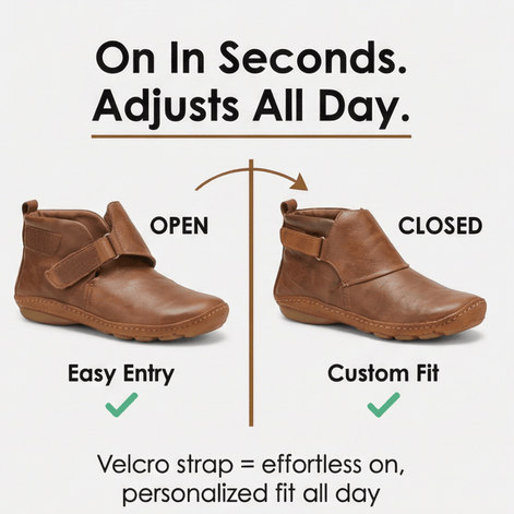 Solena Wide-Fit Adjustable Women's Ankle Boots with Strap for Sensitive Feet